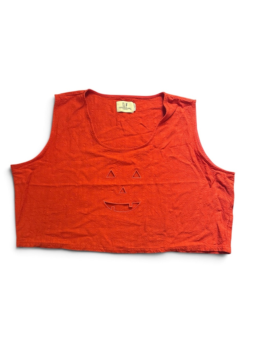 Fashion Brand Company Jack-o-Lantern cutout linen crop top Halloween EUC 4X/5X